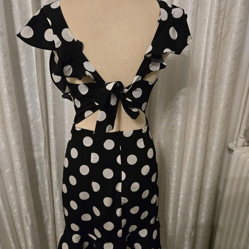 Lucy Wang polka dot dress, black and white, size M