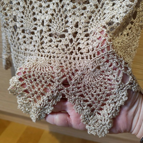 Knitted spaghetti strap top with embroidered beads, elastic, like new