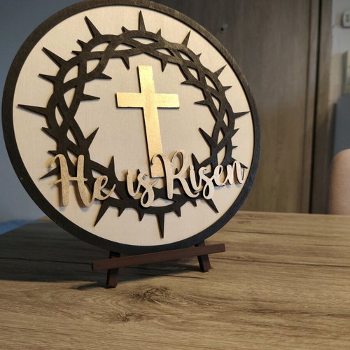 Handmade wooden Easter table decoration He is Risen new