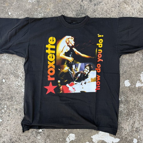 Roxette Vintage 90’s Single Stitch Band Tee Used, Black, Size L