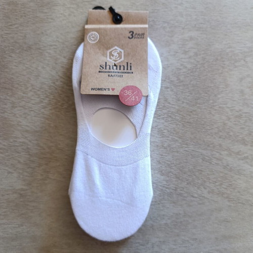 Women's Ballet Short Socks new, 3 pairs, sizes 36-41, white and brown