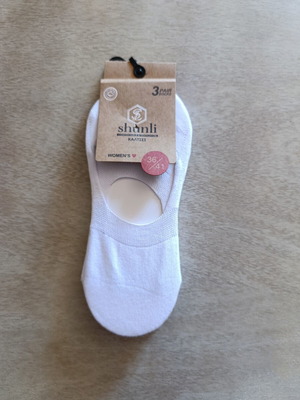 Women's Ballet Short Socks new, 3 pairs, sizes 36-41, white and brown