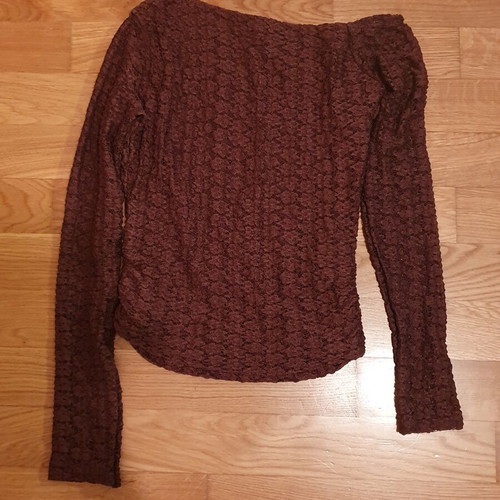 Pull & Bear burgundy lace long sleeve blouse, one shoulder