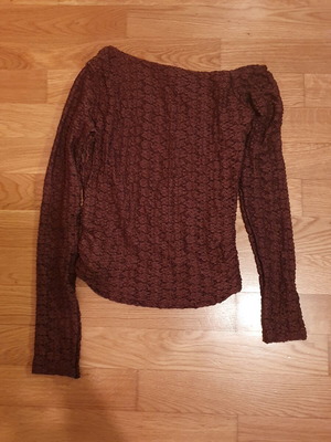Pull & Bear burgundy lace long sleeve blouse, one shoulder