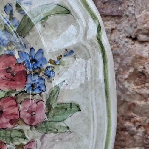 Πιατέλα vintage floral κεραμική τοίχου σαν καινούργιο, χειροποίητο μπουκέτο