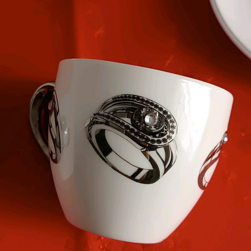 Vintage cups with solitaire and stones set of 2 new