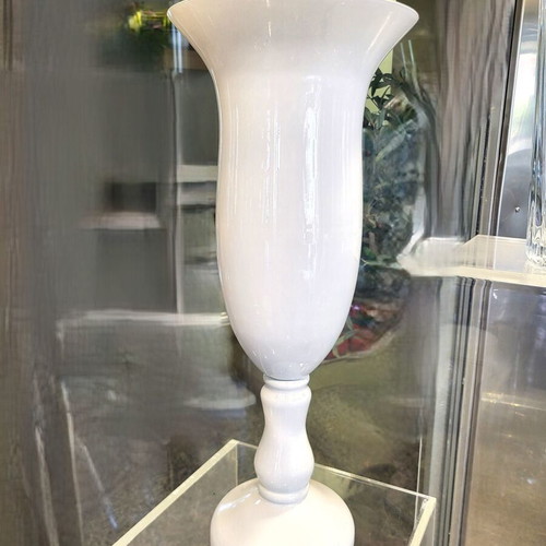Handmade glass floor vase like new, white opaline style, 48cm height