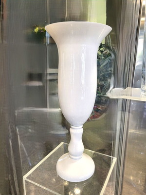 Handmade glass floor vase like new, white opaline style, 48cm height