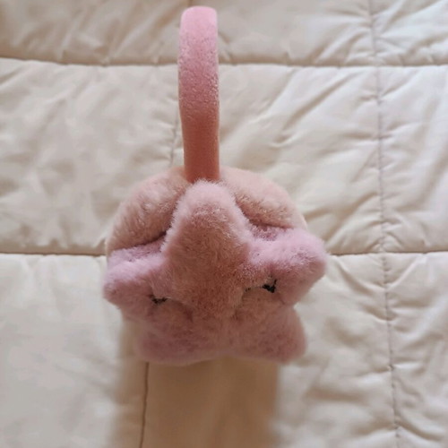 Pink furry earmuffs new with star shape