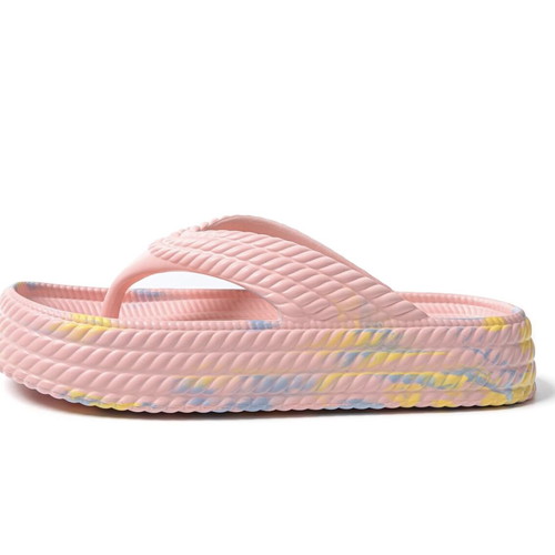 Women’s flip flops summer platform slippers used, pink multicolor
