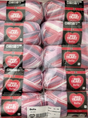 Red Heart Bella knitting yarn set 10 pcs new, colorful acrylic