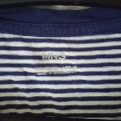 Summer T-shirt Mango used, white and blue, size M