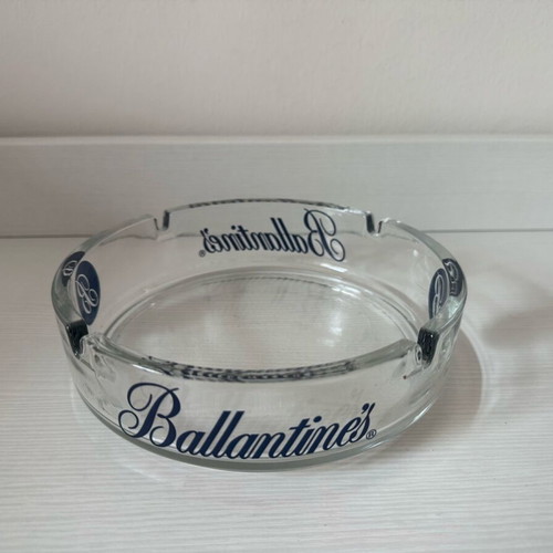 Ballantine’s glass ashtray new with blue inscription