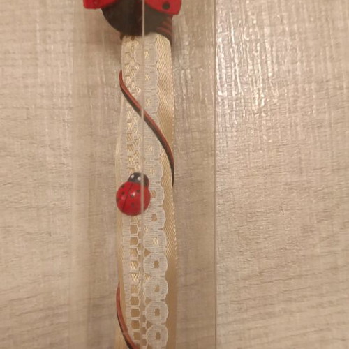 Easter candle with ladybug theme in box 33cm