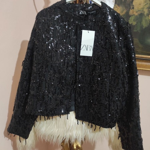 Zara jacket new with sequins size S black