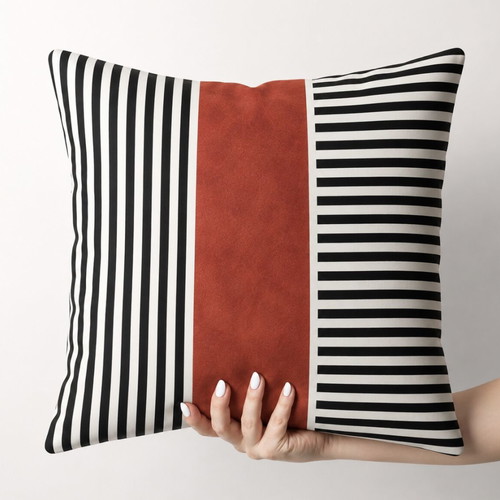 Decorative cushion covers set of 4 50×50 cm in terracotta, black and white