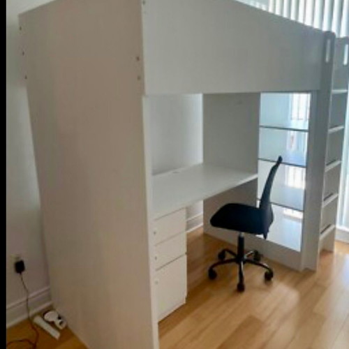 IKEA SMÅSTAD loft bed with desk, drawers and shelves, used