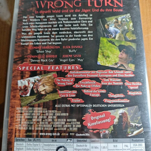 Wrong Turn DVD new, thriller with German subtitles