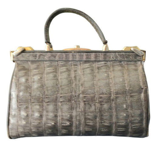IRV vintage handbag gray croc embossed like new