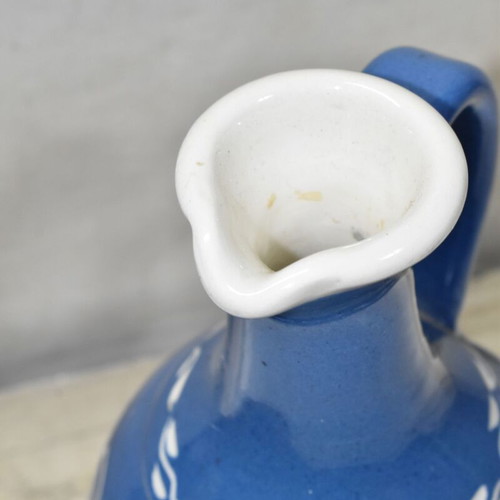 Handmade ceramic decorative jug like new, blue with floral design