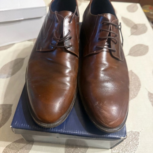 Damiani men's leather shoes used, size 43, brown