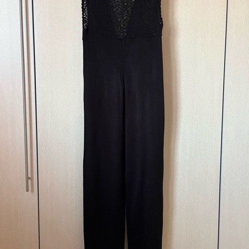 Knitted black salopette with buttons, size S, like new