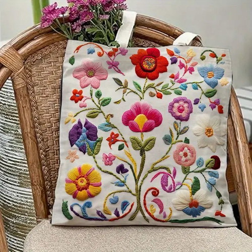 Shoulder bag new polyester fabric with embroidery print imitation