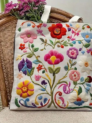 Shoulder bag new polyester fabric with embroidery print imitation