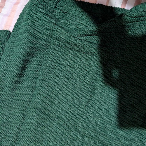 Pullover used in cypress green with gold zipper