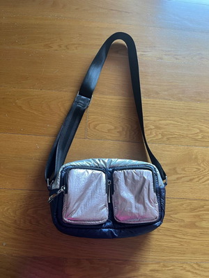 Zara τσάντα crossbody new, πολυχρωμη με μεταλλικά χρώματα