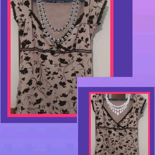Blouse in shades of gray with lace design, like new, size M