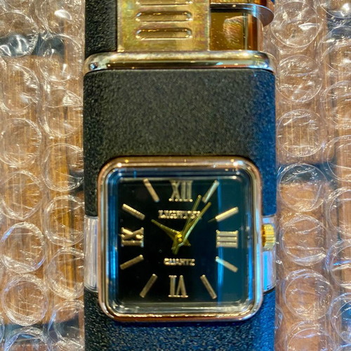 Gas Windproof Lighter with Quartz Clock new