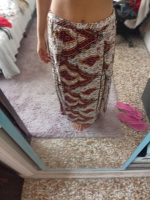 Shein long skirt with side slit, multicolor, size L