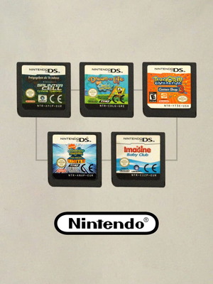 Κασέτες παιχνιδιών Nintendo DS σαν καινούργιες, πακέτο 5 με θήκη