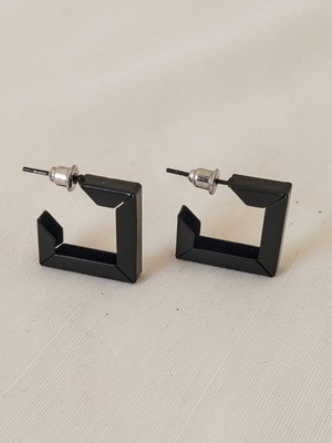 Minimal Black Geometric Earrings new, stainless steel hooks