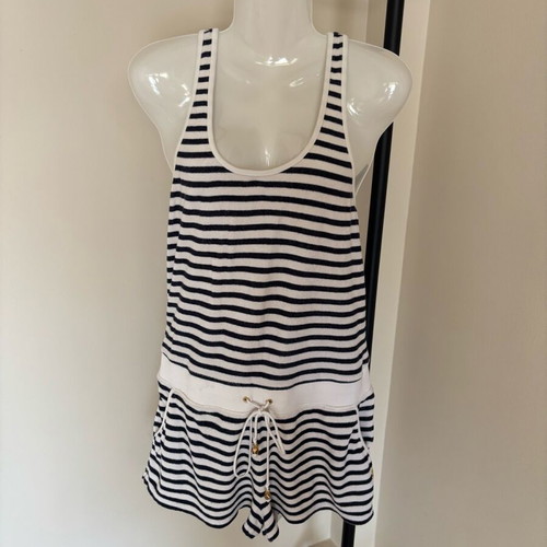 Juicy Couture terry one-piece L lightly worn, white and blue
