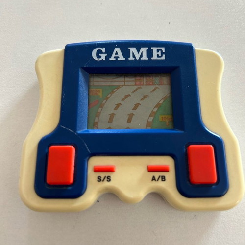 Moto racing handheld game used, vintage 80s collectible