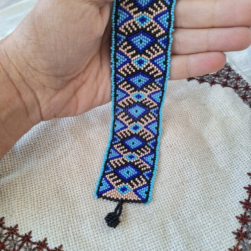 Ethnic blue bracelet handmade with glass beads new