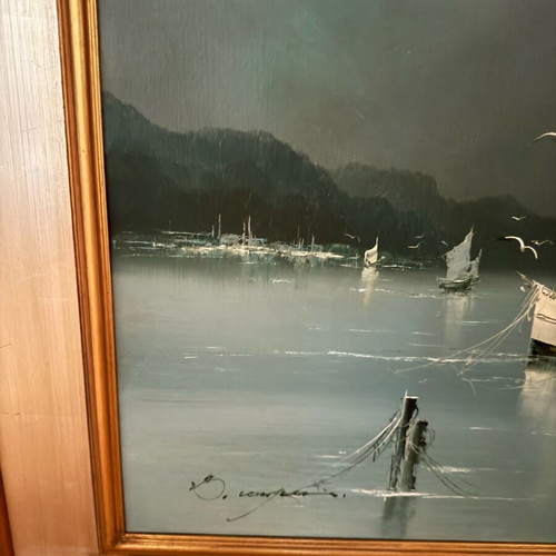 Oil painting seascape with frame like new, 110×78 cm