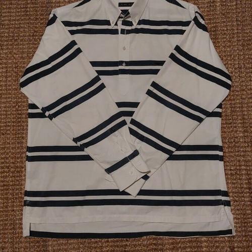 Men's casual shirt like new, white with blue stripes, size XXL/XL