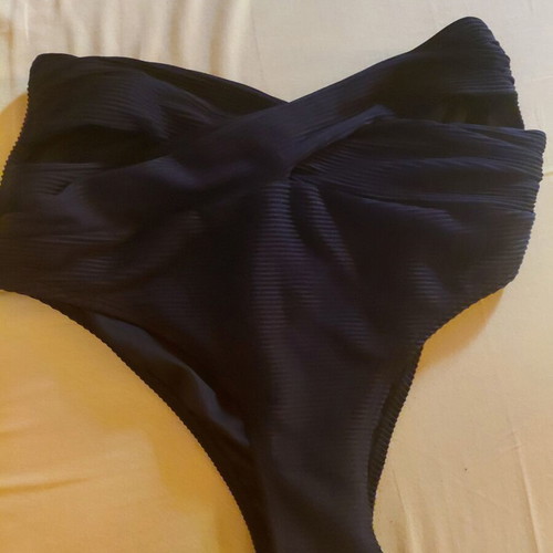 Bikini set black Large with rhinestones and high-waisted slip, new with kaftan gift