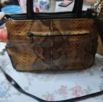 Snake pattern bag with long removable strap like new, multicolor