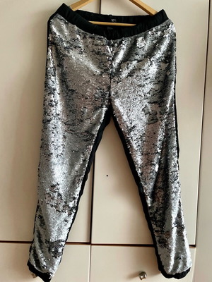 Conleys Black jogger pants Small with silver matte sequins like new