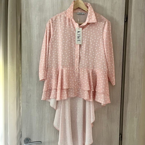 Kiwe polka dot shirt new, size S, white-pink