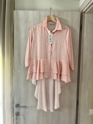 Kiwe polka dot shirt new, size S, white-pink