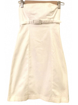 Φόρεμα Benetton άσπρο κοντό strapless μεταχειρισμένο με ζώνη