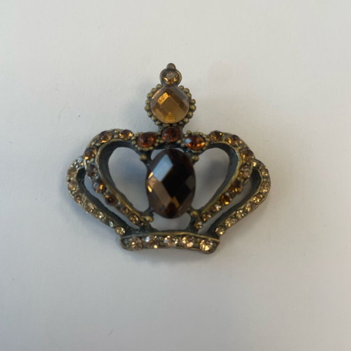 Crown pendant like new, brown, convertible necklace and brooch