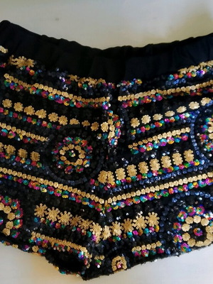 Vintage Σορτς OVS size L ολοκέντητο με πούλιες πολύχρωμο καινούργιο