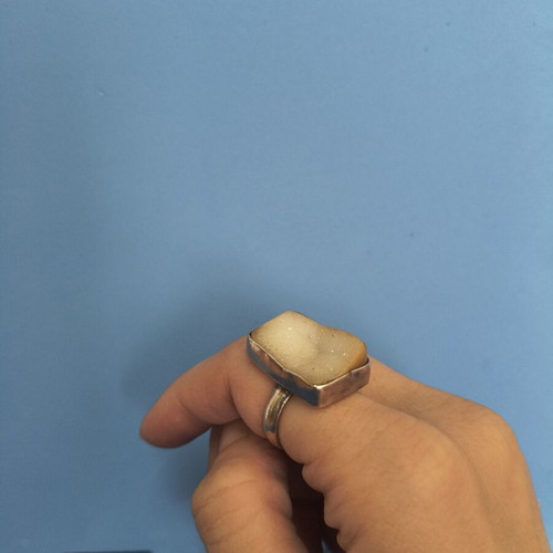 Silver ring with asymmetrical stone 925