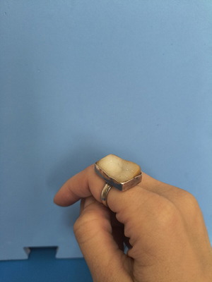 Silver ring with asymmetrical stone 925